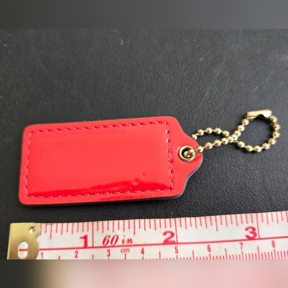 Coach Patent Leather Purse Charm Hang Tag Keychain Burnt Orange - Picture 2 of 3